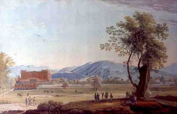 Ansicht der Villa und des Parks von Italian School