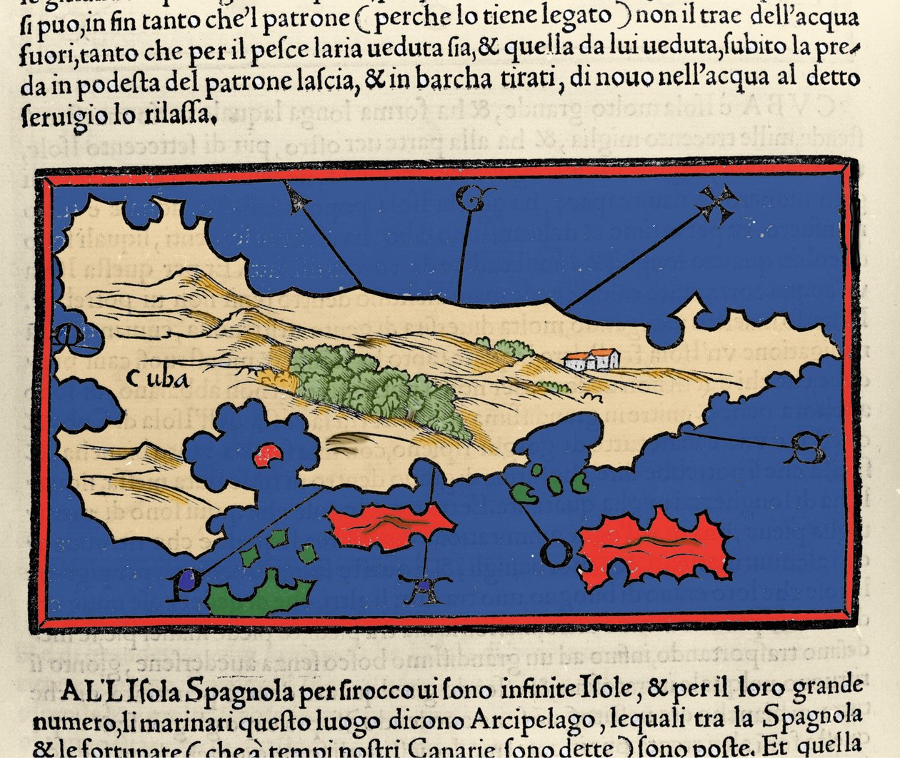 Ansicht der Insel Kuba. Isolario (Inselkarte) von Benedetto Bordone. Venedig 1547 von Italian School