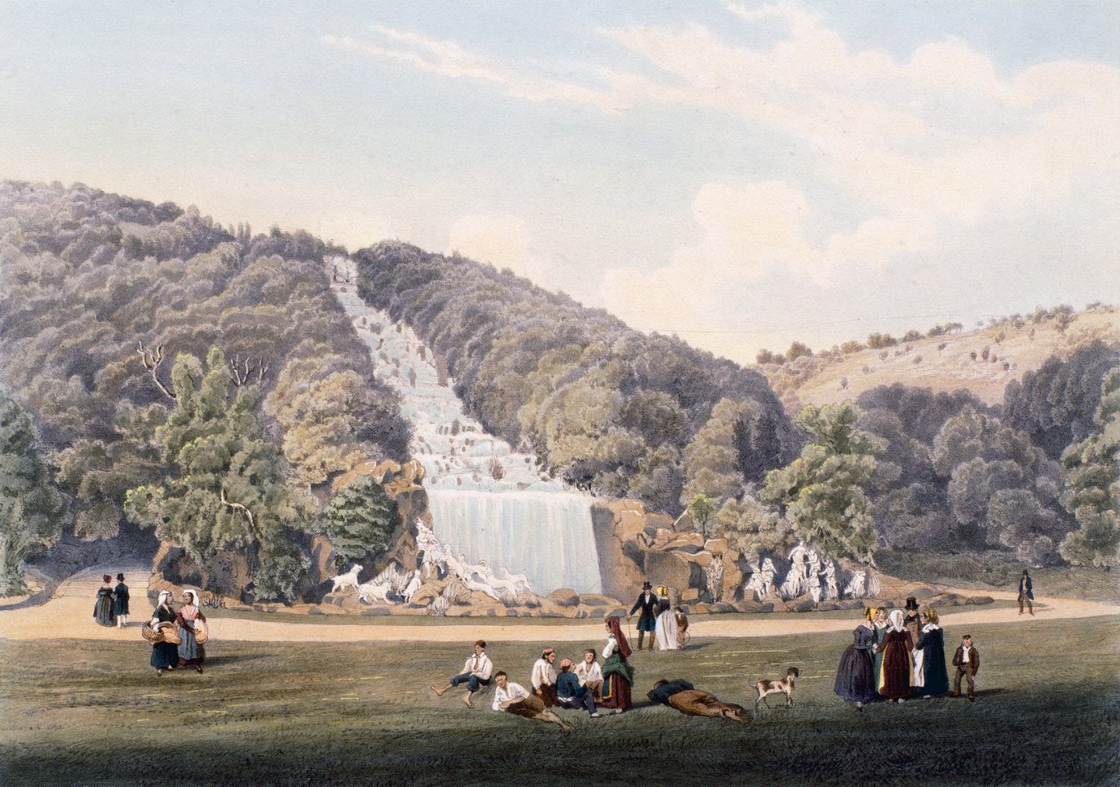 Wasserfall im Park des Königspalastes von Caserta, Italien von Italian School