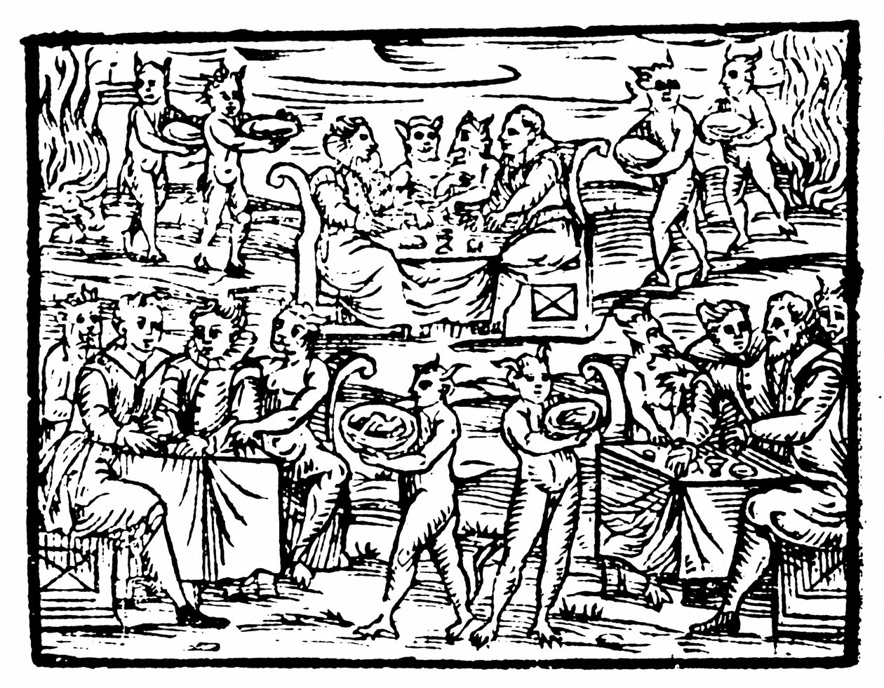 Hexen und Zauberer beim Sabbat, Illustration aus Compendium Maleficarum von Francesco Maria Guazzo, 1608 von Italian School
