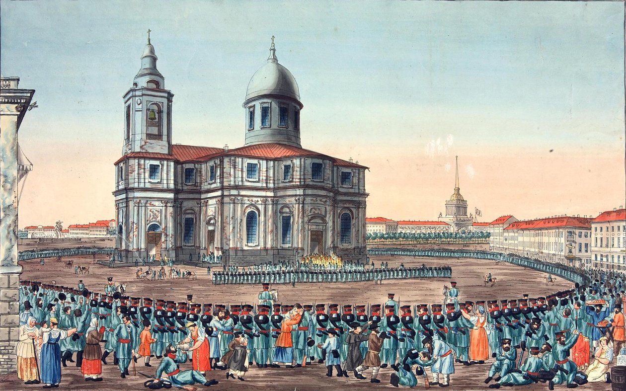 Volksmiliz auf dem Isaaksplatz in Sankt Petersburg empfangen von Ivan Alexeyevich Ivanov