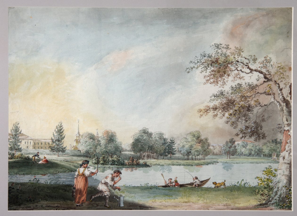 Die Teiche vor dem städtischen Anwesen von Graf Alexei Kirillovich Razumovsky in Moskau, frühe 1800er von Ivan Alexeyevich Ivanov