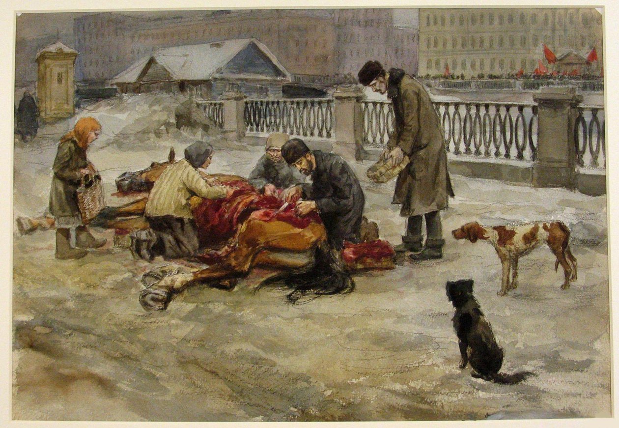 Petrograd im Jahr 1918 aus der Aquarellserie Russische Revolution, 1918 von Ivan Alexeyevich Vladimirov
