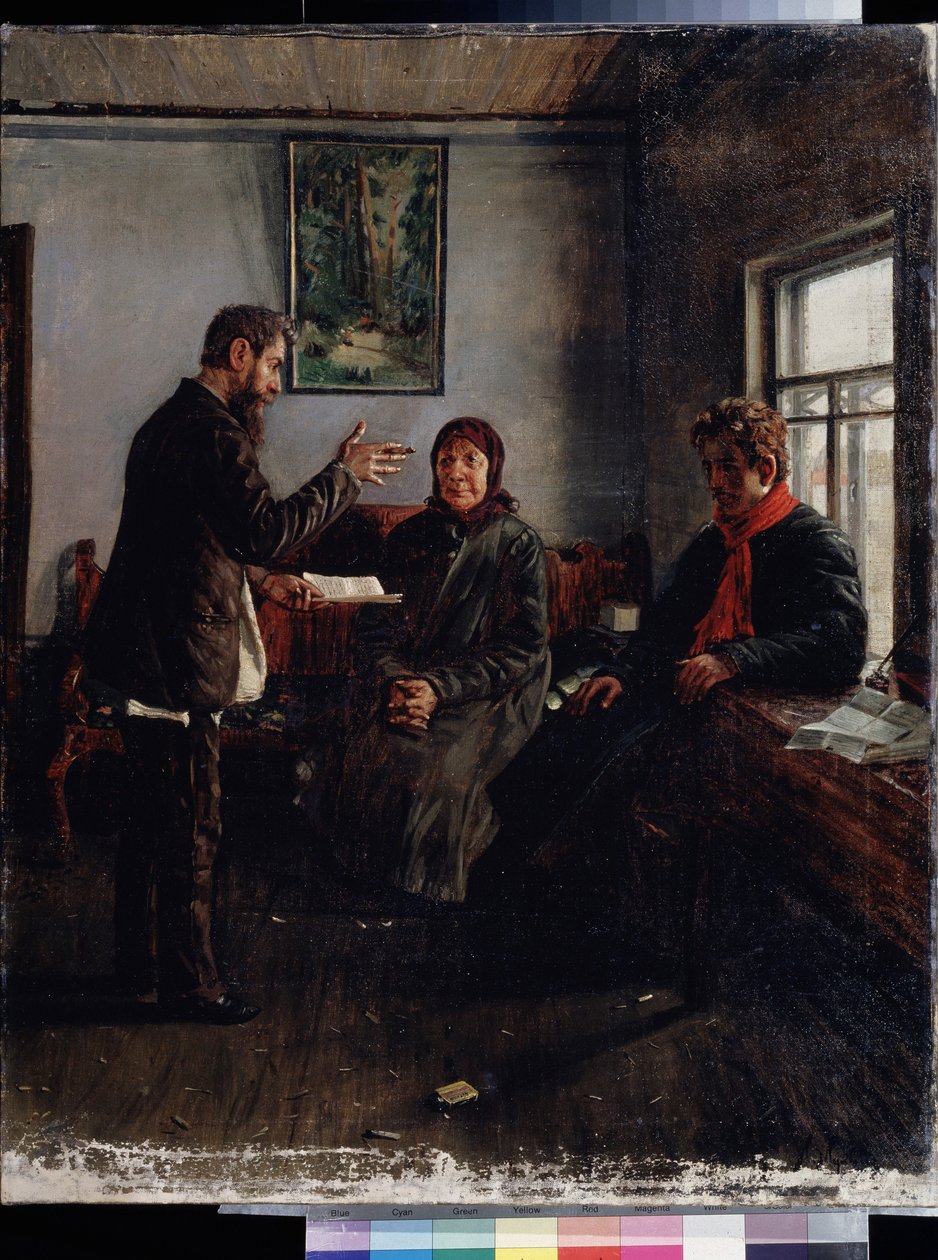 Im Büro des Anwalts von Ivan Anisimovich Mukhin