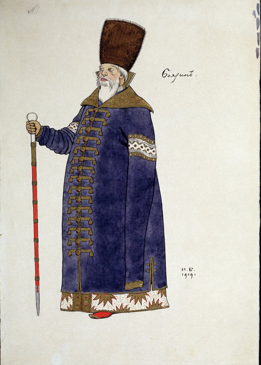 Kostümentwurf für die Oper Der goldene Hahn von N. Rimski-Korsakow von Ivan Yakovlevich Bilibin