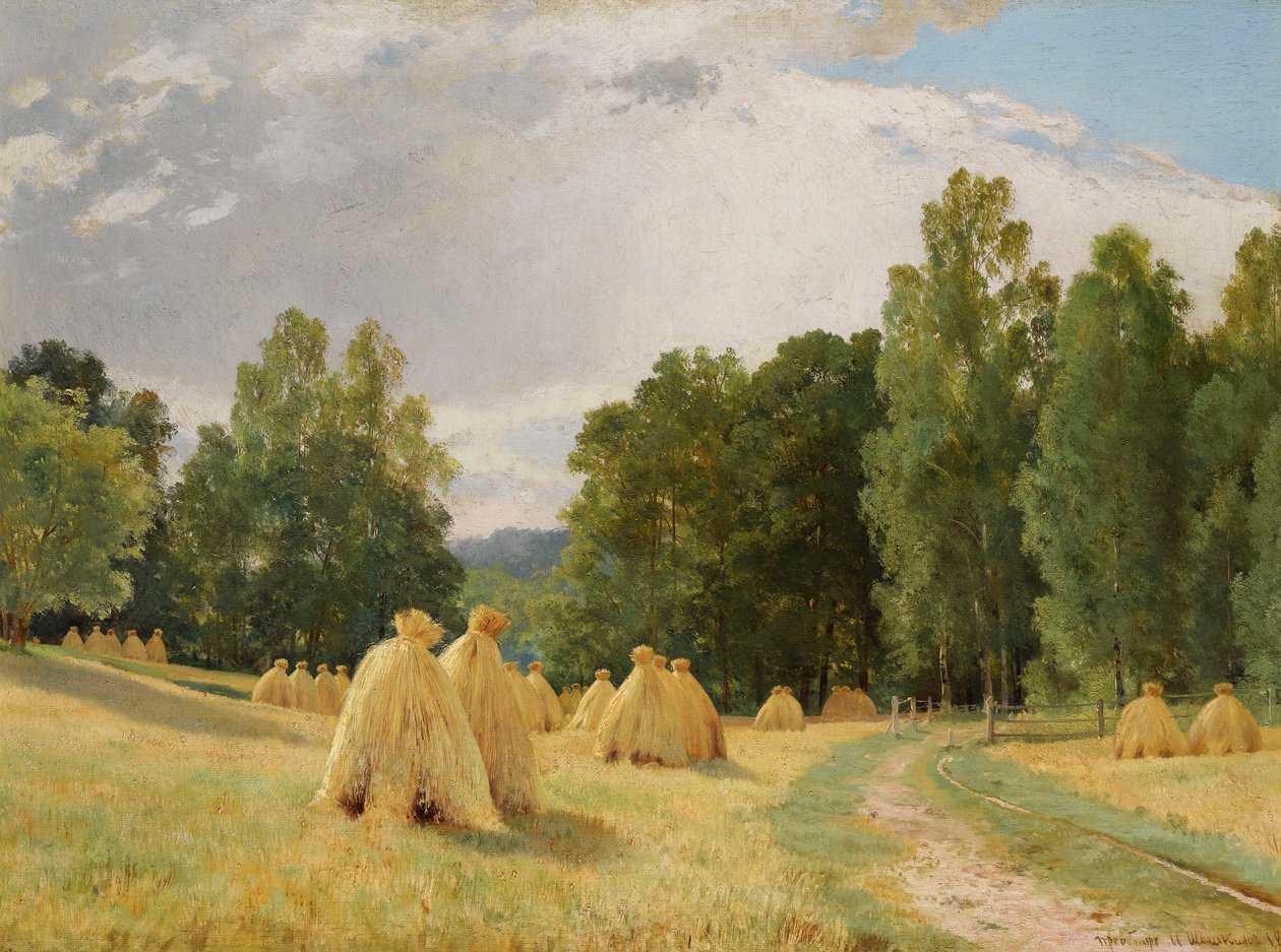 Heuhaufen in Preobrazhenskoe, Russland - Gemälde von Ivan Shishkin, 1890 von Ivan Ivanovich Shishkin
