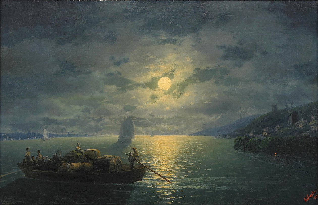 Überquerung des Dnepr bei Mondschein, 1897 von Ivan Konstantinovich Aivazovsky