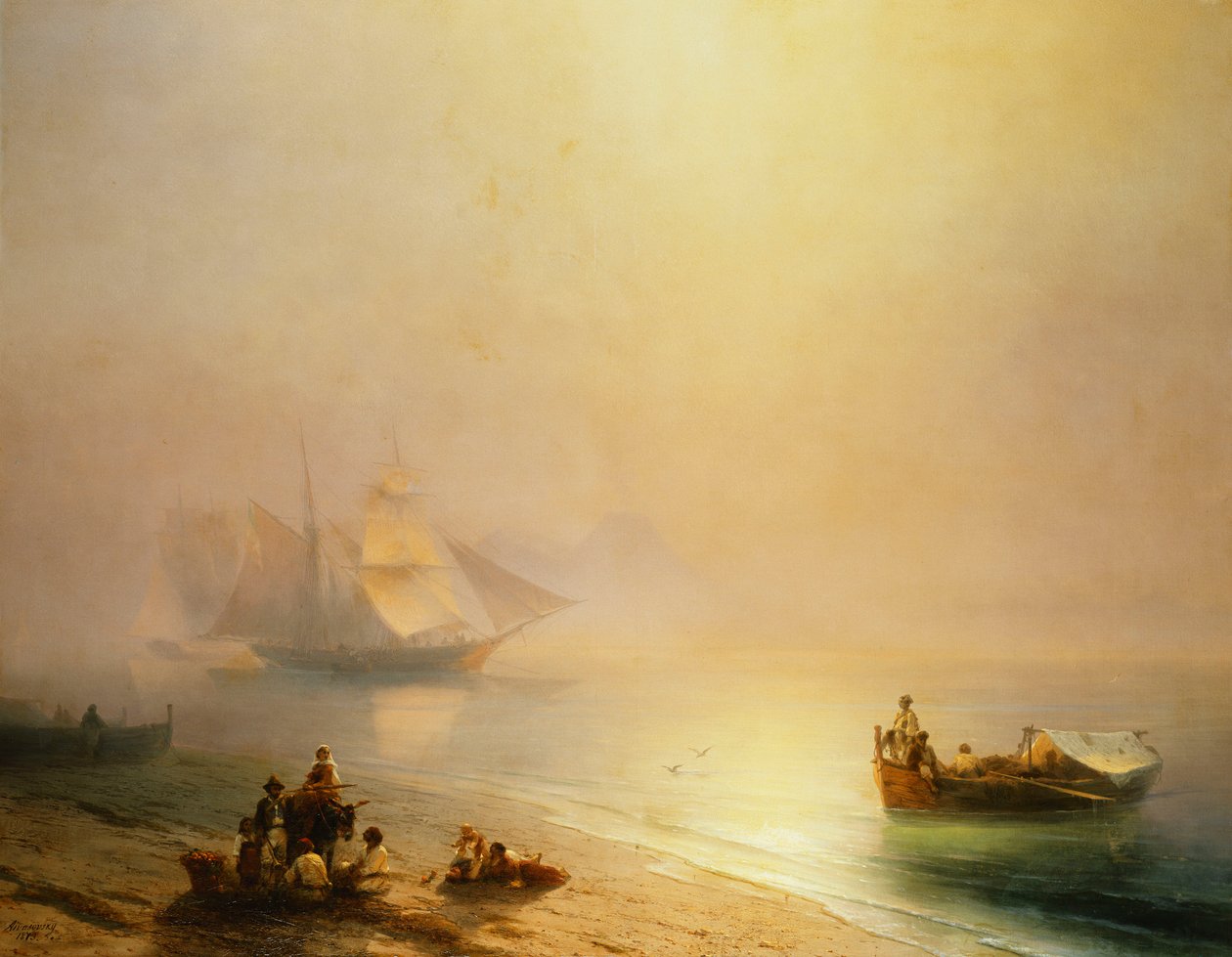 Fischer am Strand, Bucht von Neapel, 1873 von Ivan Konstantinovich Aivazovsky