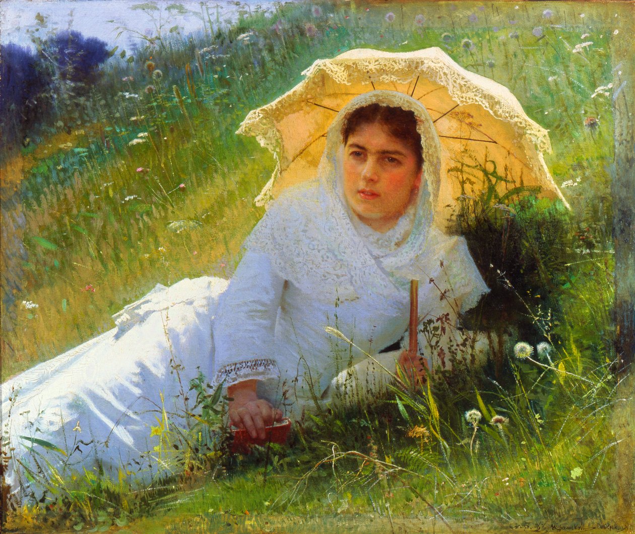 Ein heißer Tag auf dem Gras. Mittag, 1883 von Ivan Kramskoy
