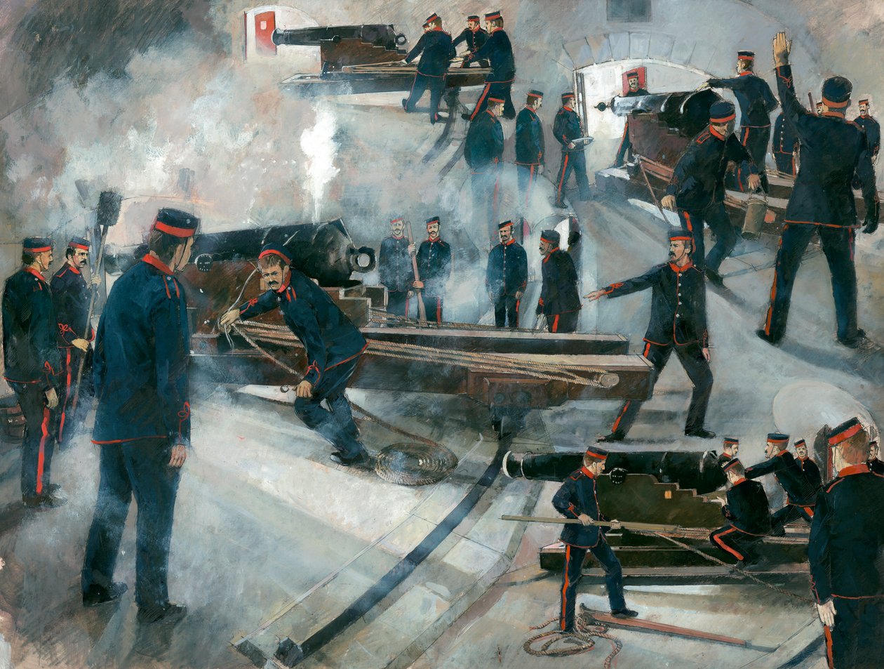 Geschützmannschaft, Dartmouth Point Battery Kasematten, Dartmouth Castle von Ivan Lapper