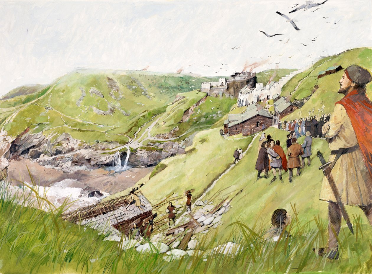 Tintagel Castle in mittelalterlichen Zeiten von Ivan Lapper