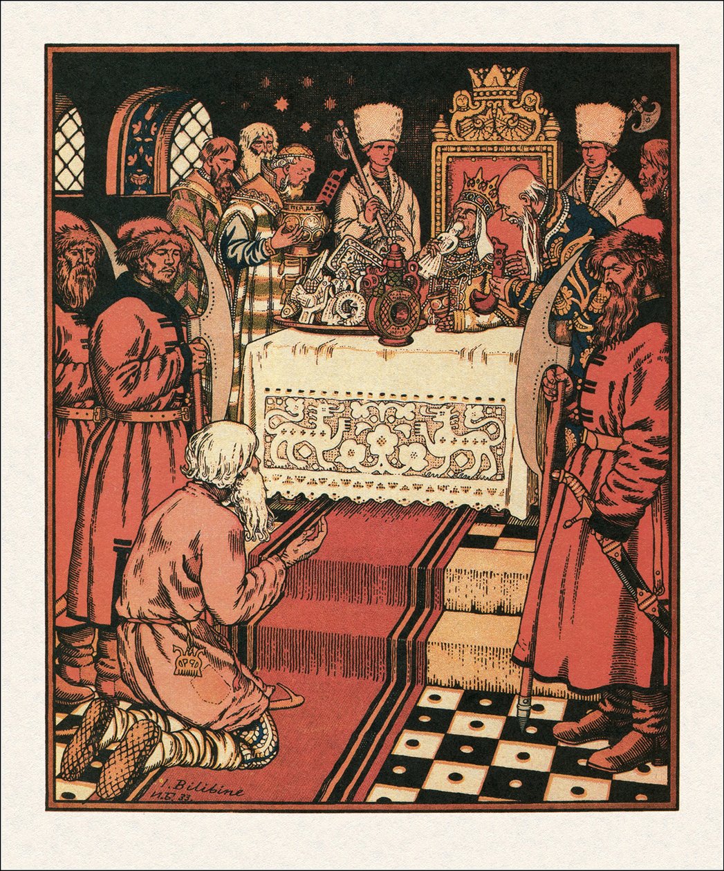 Illustration zu Die Geschichte vom Fischer und dem Fisch, 1933 von Ivan Yakovlevich Bilibin