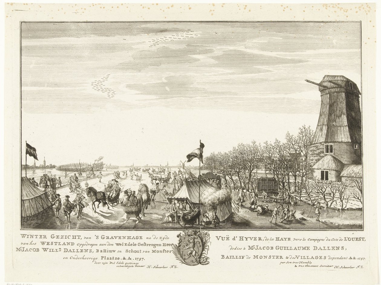 Eisvergnügen auf einem überfluteten Stück Land in Den Haag von Iven Besoet (attributed to)