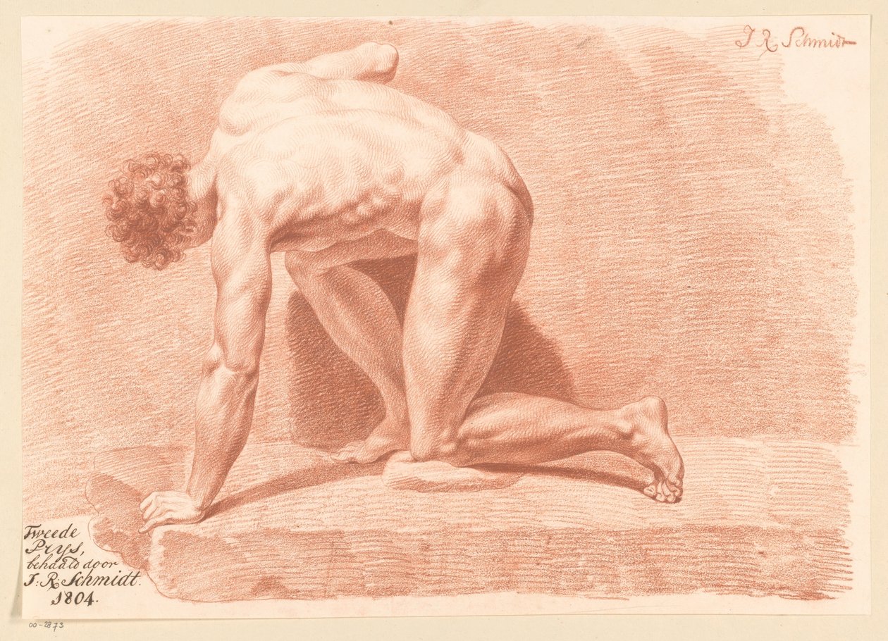 Kniender männlicher Akt, von der Seite gesehen (2. Preis 1804) von Izaak Riewert Schmidt