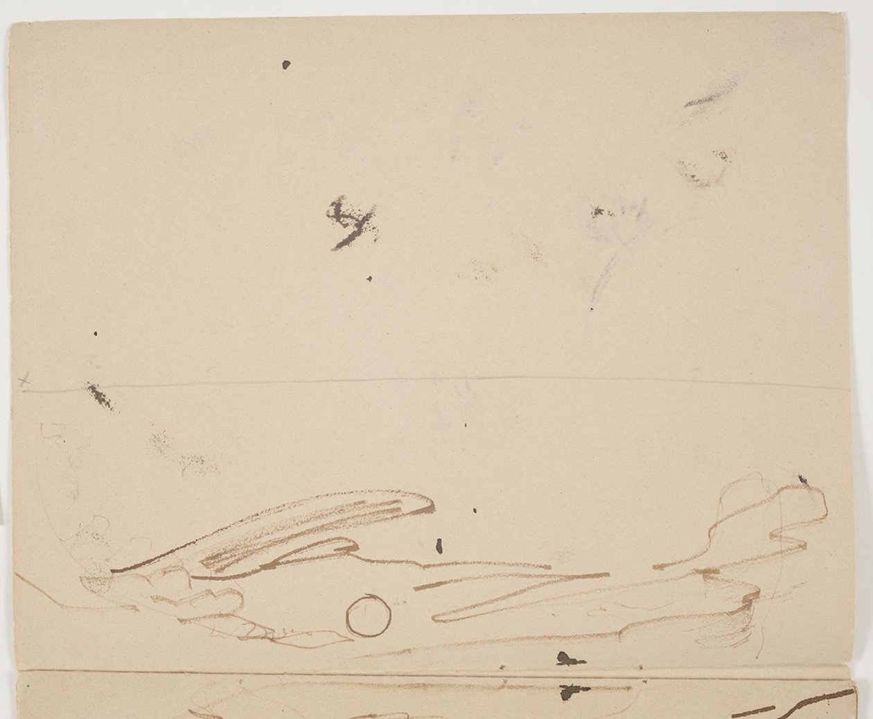 Südfranzösische Berglandschaft mit Vegetation im Vordergrund (obere Hälfte einer doppelseitigen Skizze) von J.A. Jerichau