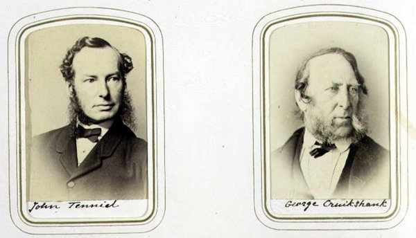 Porträts von Sir John Tenniel (1820-1914) und George Cruikshank (1792-1878) ca. 1860 von J.C. Watkins