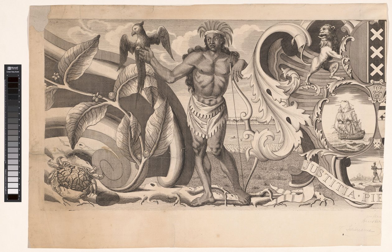 Deel van de rand van een kaart van Suriname (linkerdeel) von J.G. de la Croix