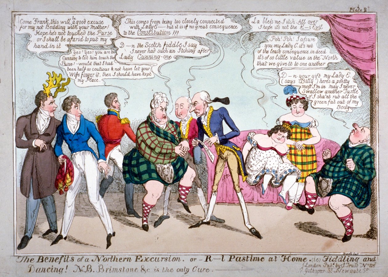 Die Vorteile eines nördlichen Ausflugs, oder R-l Zeitvertreib zu Hause, d.h. Fiedeln und Tanzen!, um 1822 von JL Marks