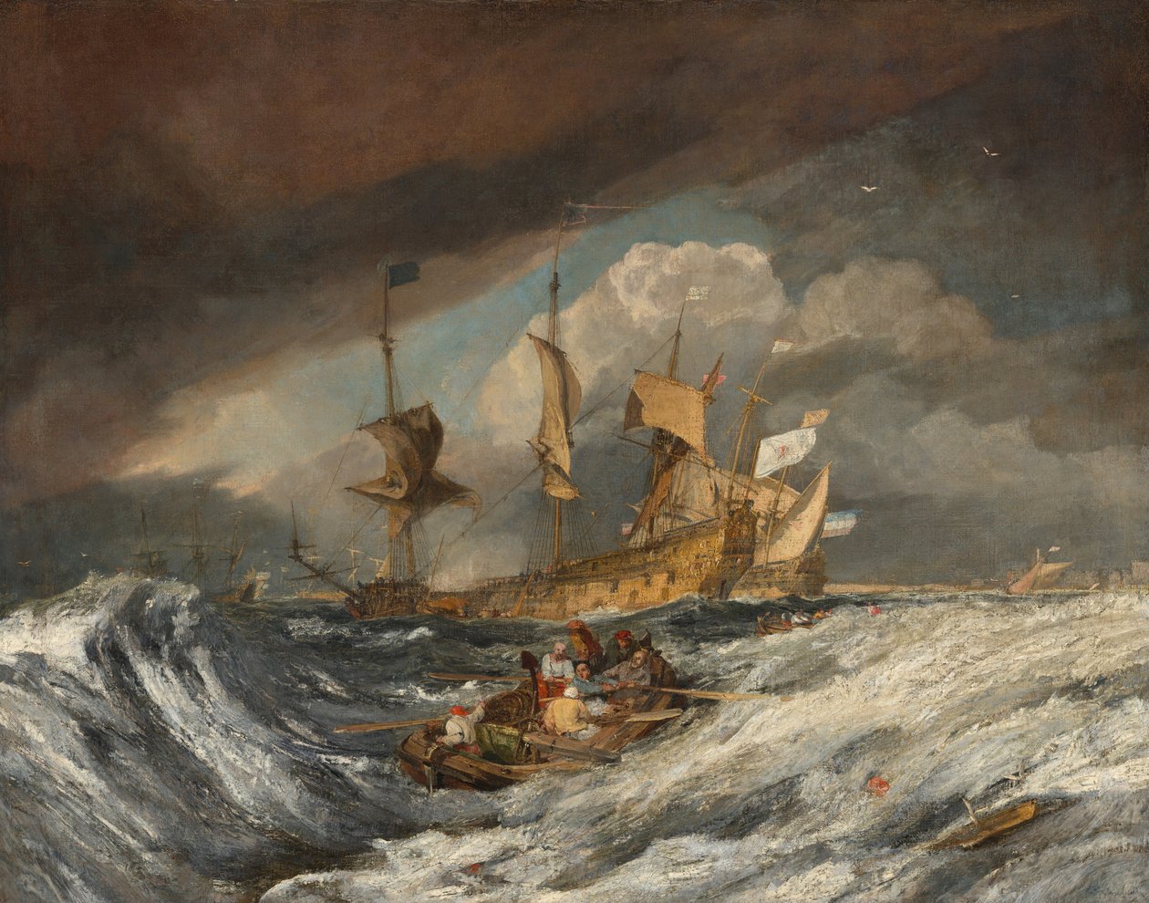 Boote, die Anker zu den niederländischen Kriegsschiffen bringen, ca. 1804 von Joseph Mallord William Turner