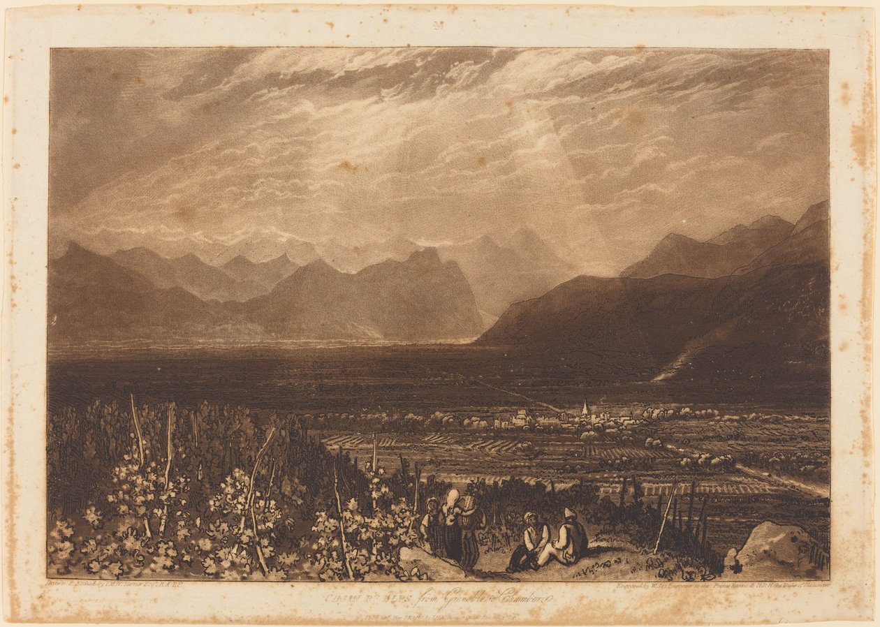 Kette der Alpen von Grenoble nach Chamberi, veröffentlicht 1812 von Joseph Mallord William Turner