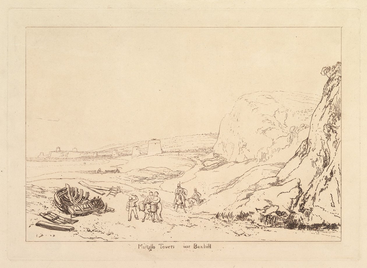 Martello-Türme bei Bexhill, Sussex Liber Studiorum, Teil VII, Platte 34, 1811 von Joseph Mallord William Turner