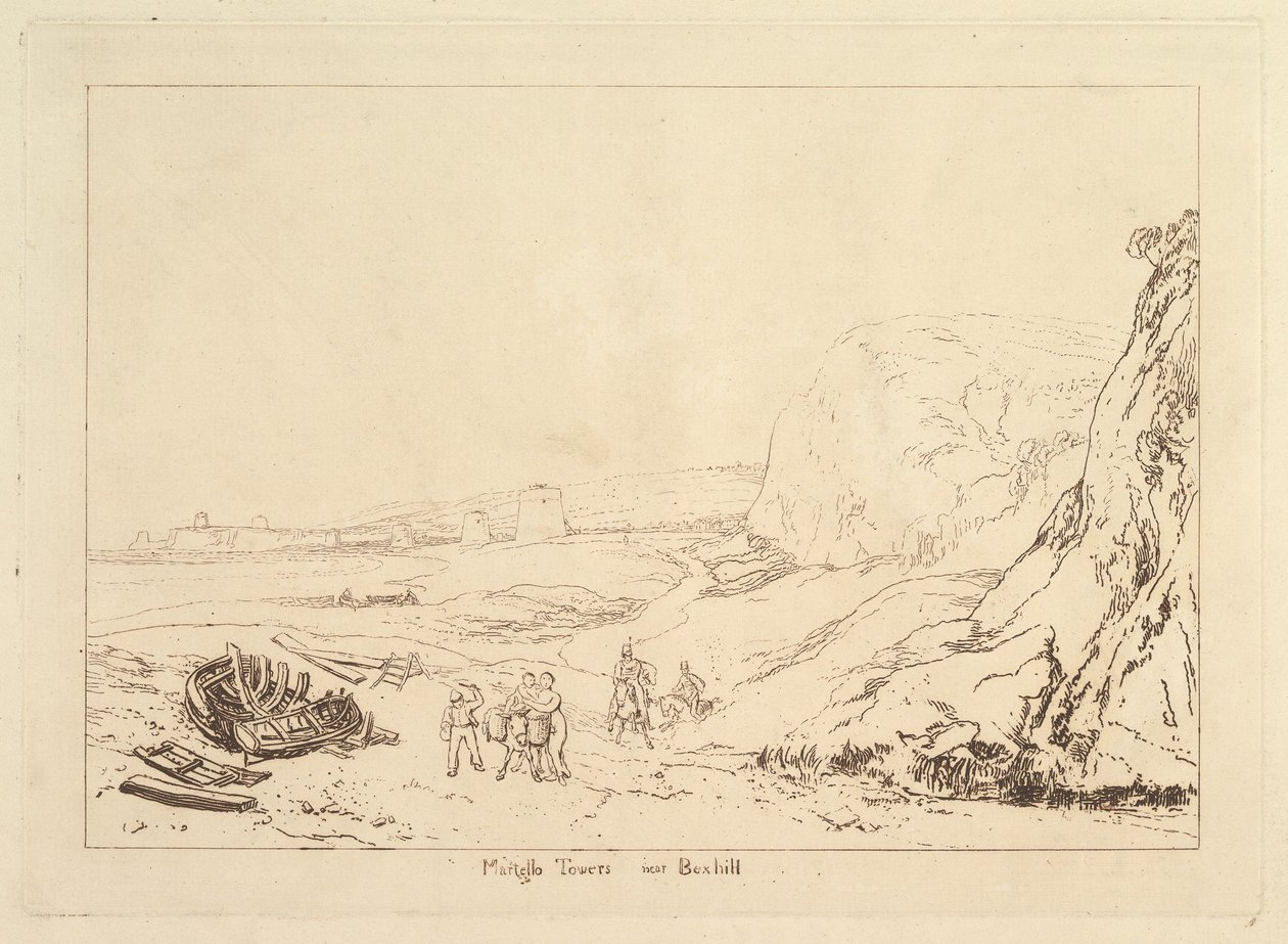 Martello-Türme bei Bexhill, Sussex Liber Studiorum, Teil VII, Platte 34 von Joseph Mallord William Turner