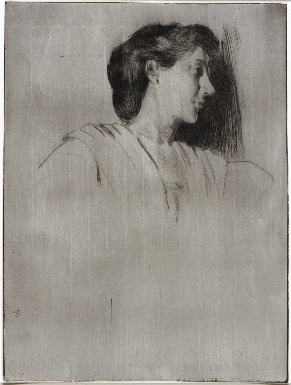 Studie eines Frauenkopfes im Profil von J. Alden Weir