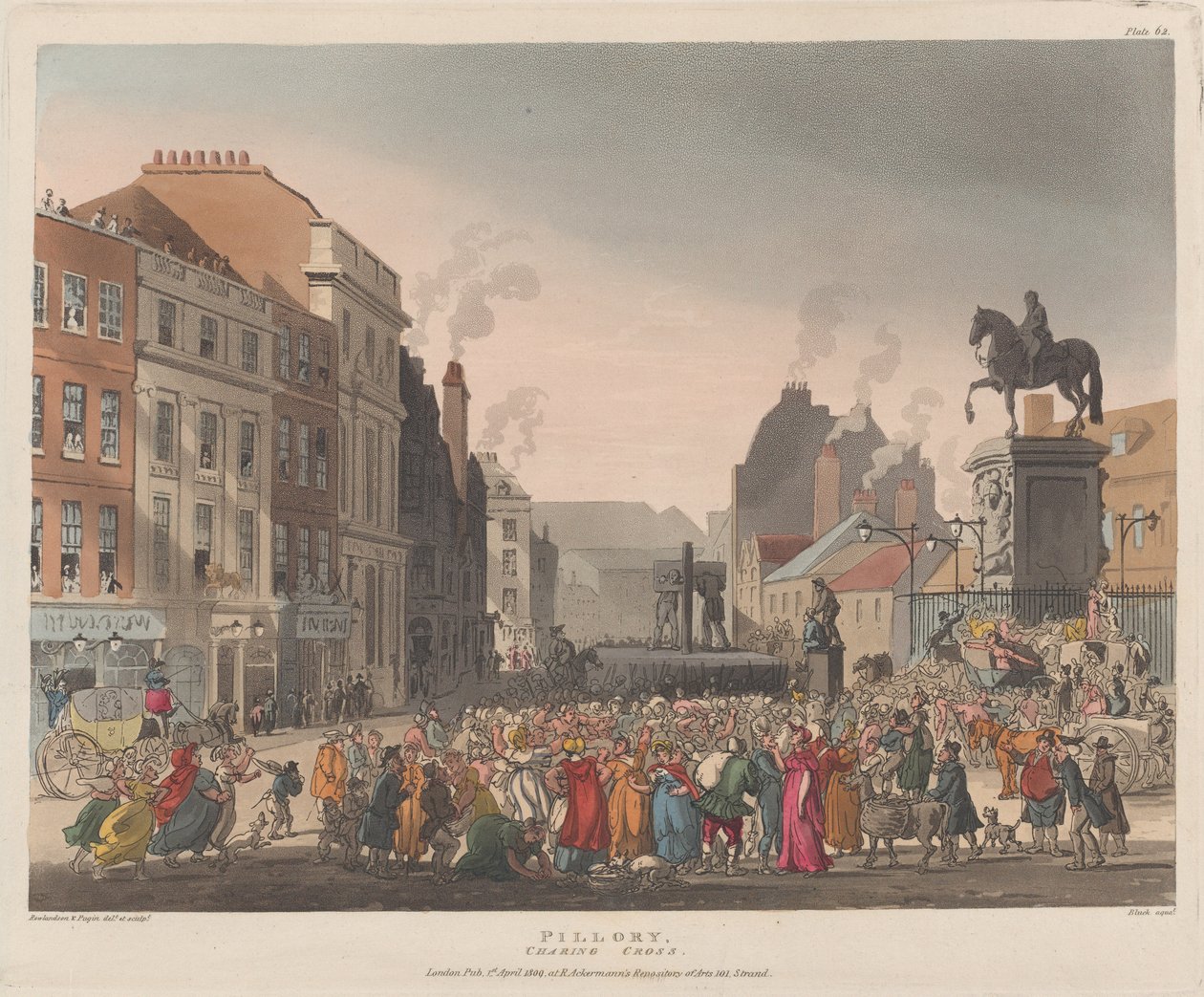 Pranger, Charing Cross, 1. April 1809 von J. Bluck