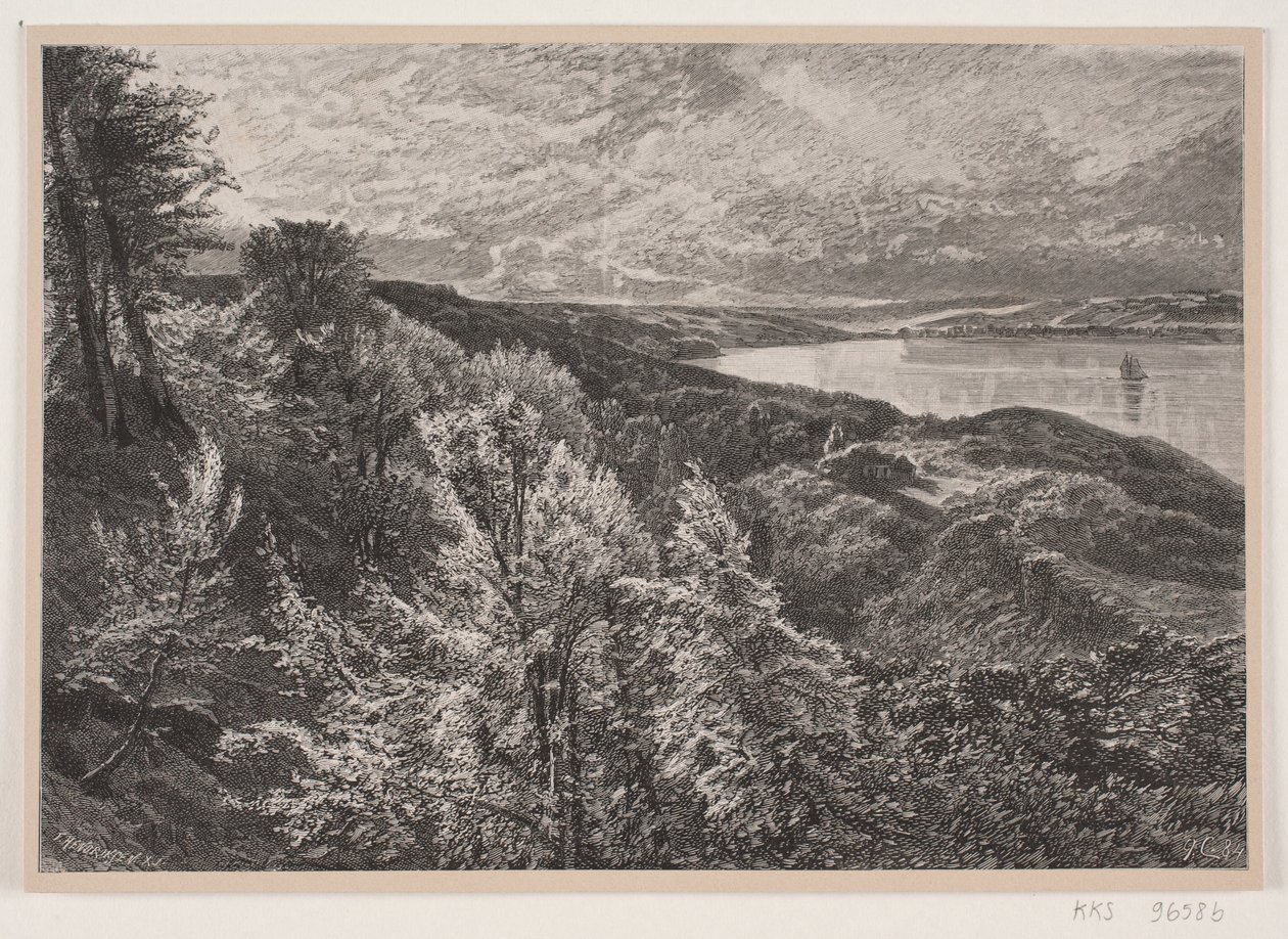 Aussicht von Munkebjerg über den Vejle-Fjord von J. Hildebrand
