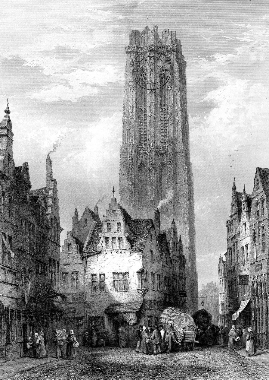 Malines Mechelen Kathedrale, Antwerpen, Belgien, 19. Jahrhundert von J. J. Crew