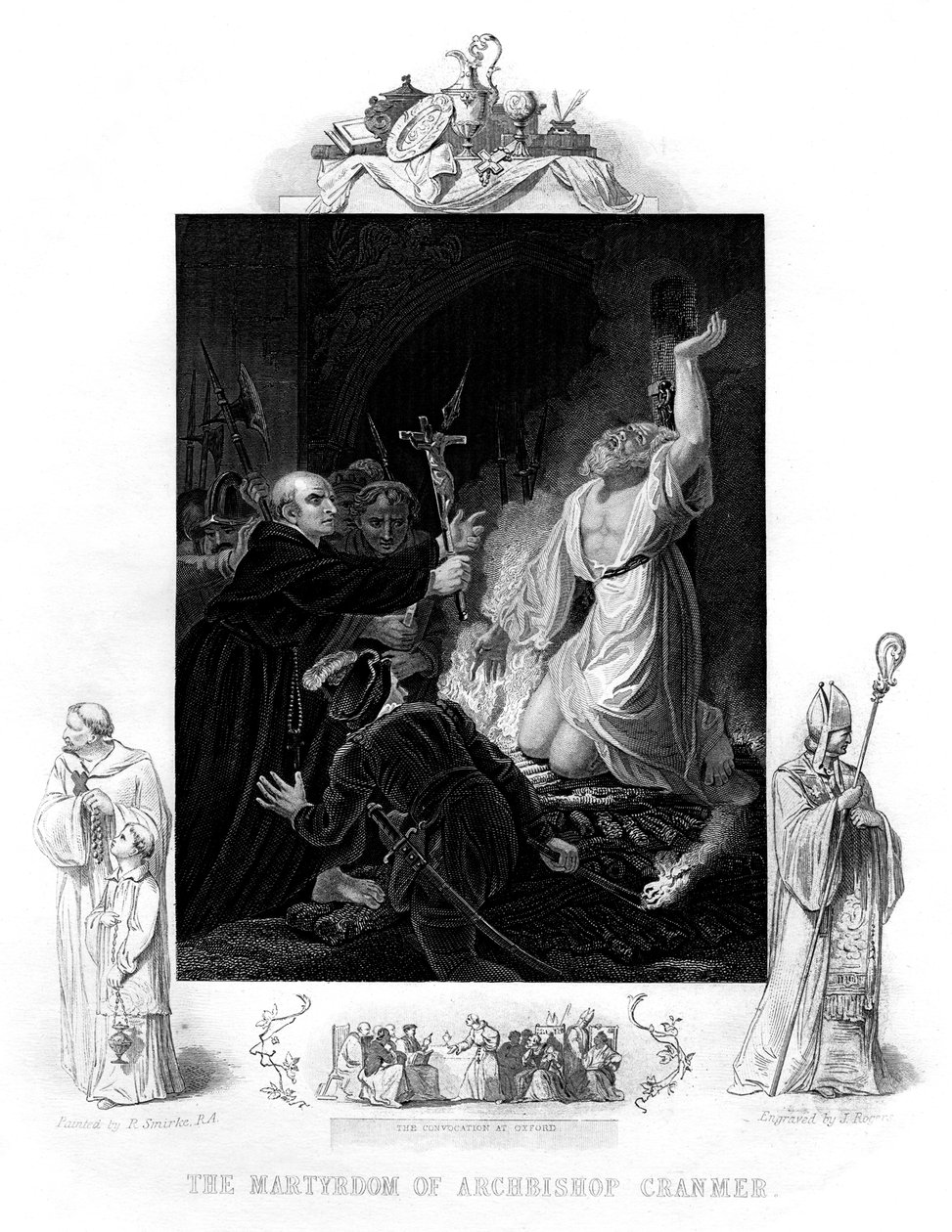 Das Martyrium von Erzbischof Cranmer, 1556, 1877 von J. Rogers