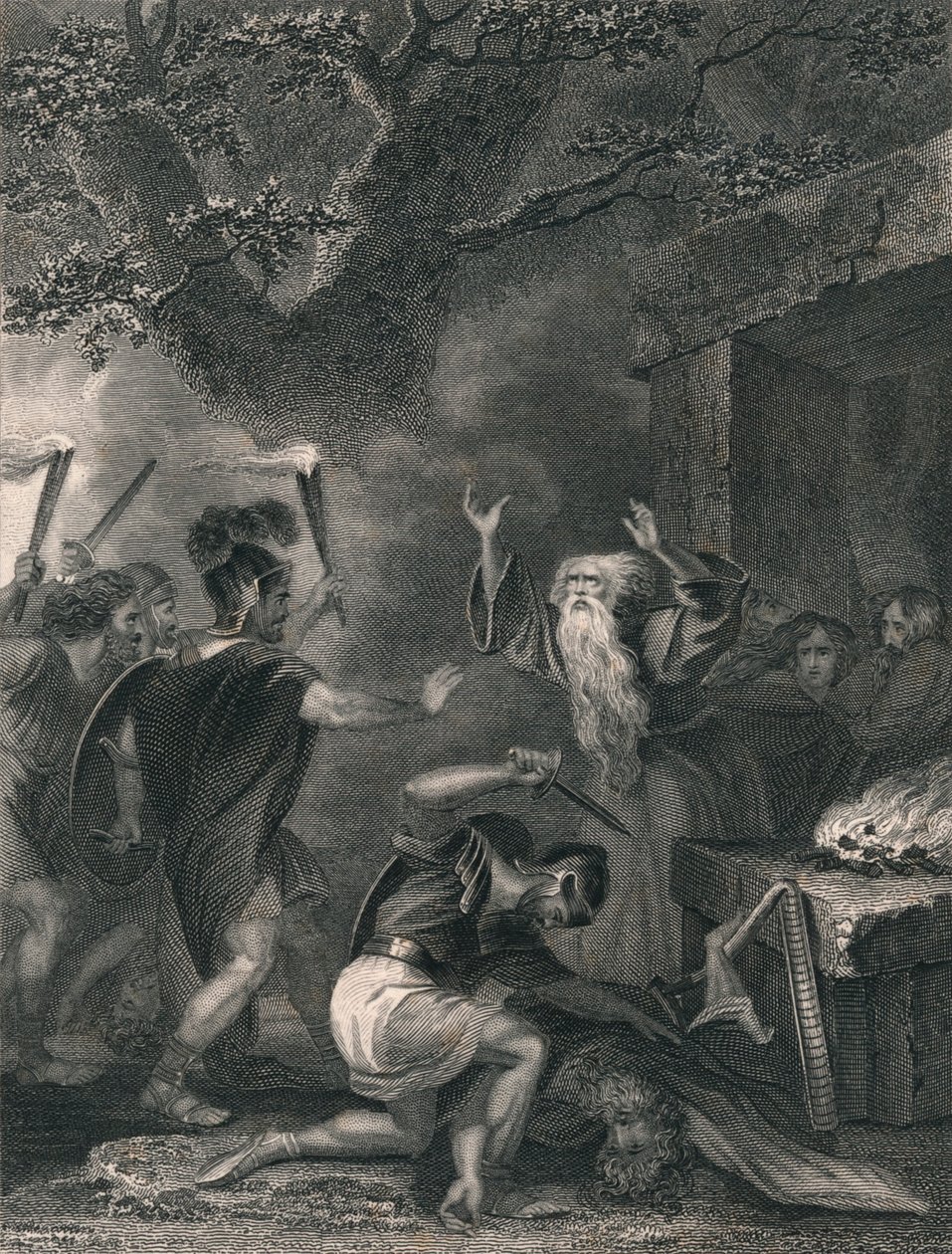 Das Massaker der Druiden, Mitte des 19. Jahrhunderts von J. Rogers
