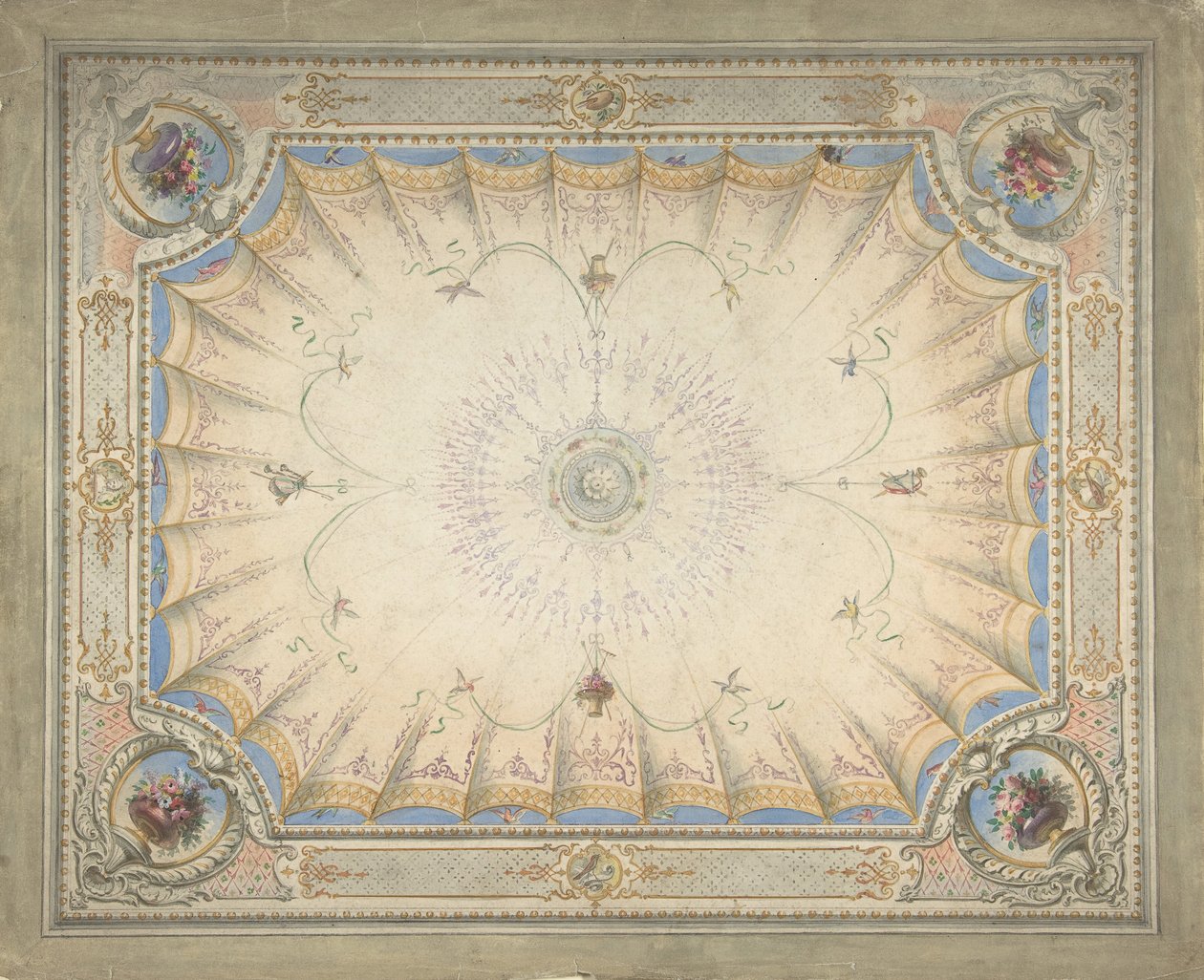 Deckenentwurf für das Boudoir, Ardgowan, ca. 1868 von J. S. Pearse.