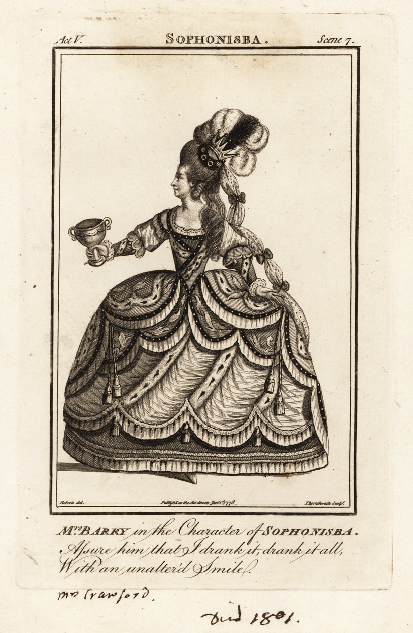 Mrs. Ann Barry in der Rolle der Sophonisba in James Thomsons Sophonisba von J. Thornthwaite