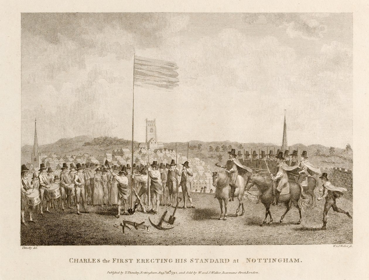 Karl I. errichtet sein Banner in Nottingham von J. Throsby
