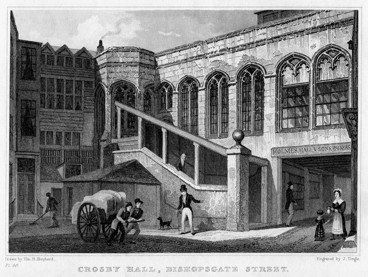 Crosby Hall, Bishopsgate Street, City of London, 1830 von J. Tingle