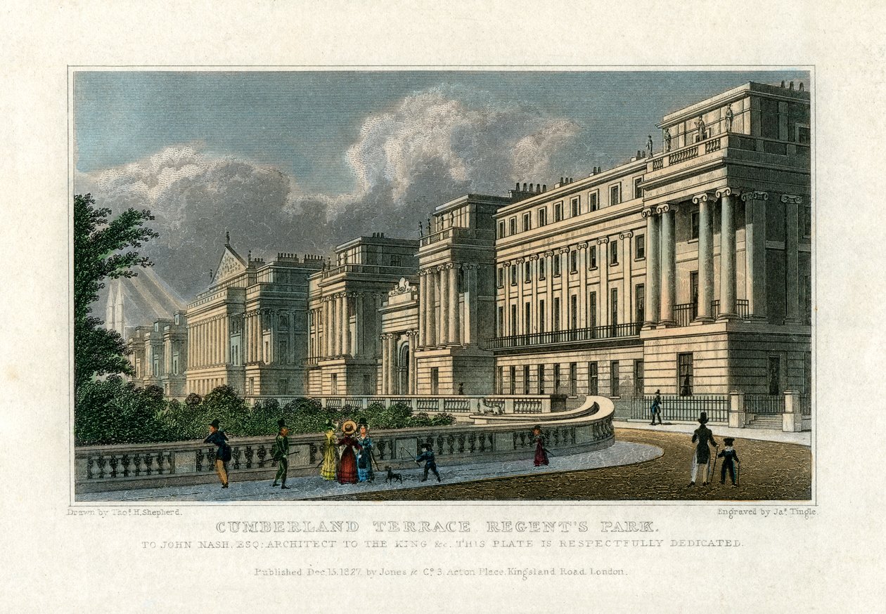 Cumberland Terrace, Regents Park, London, 1827 von J. Tingle
