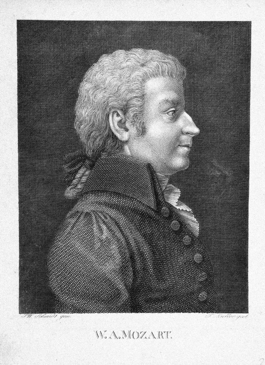 Wolfgang Amadeus Mozart, ca. 1825 von J. W. Schmidt