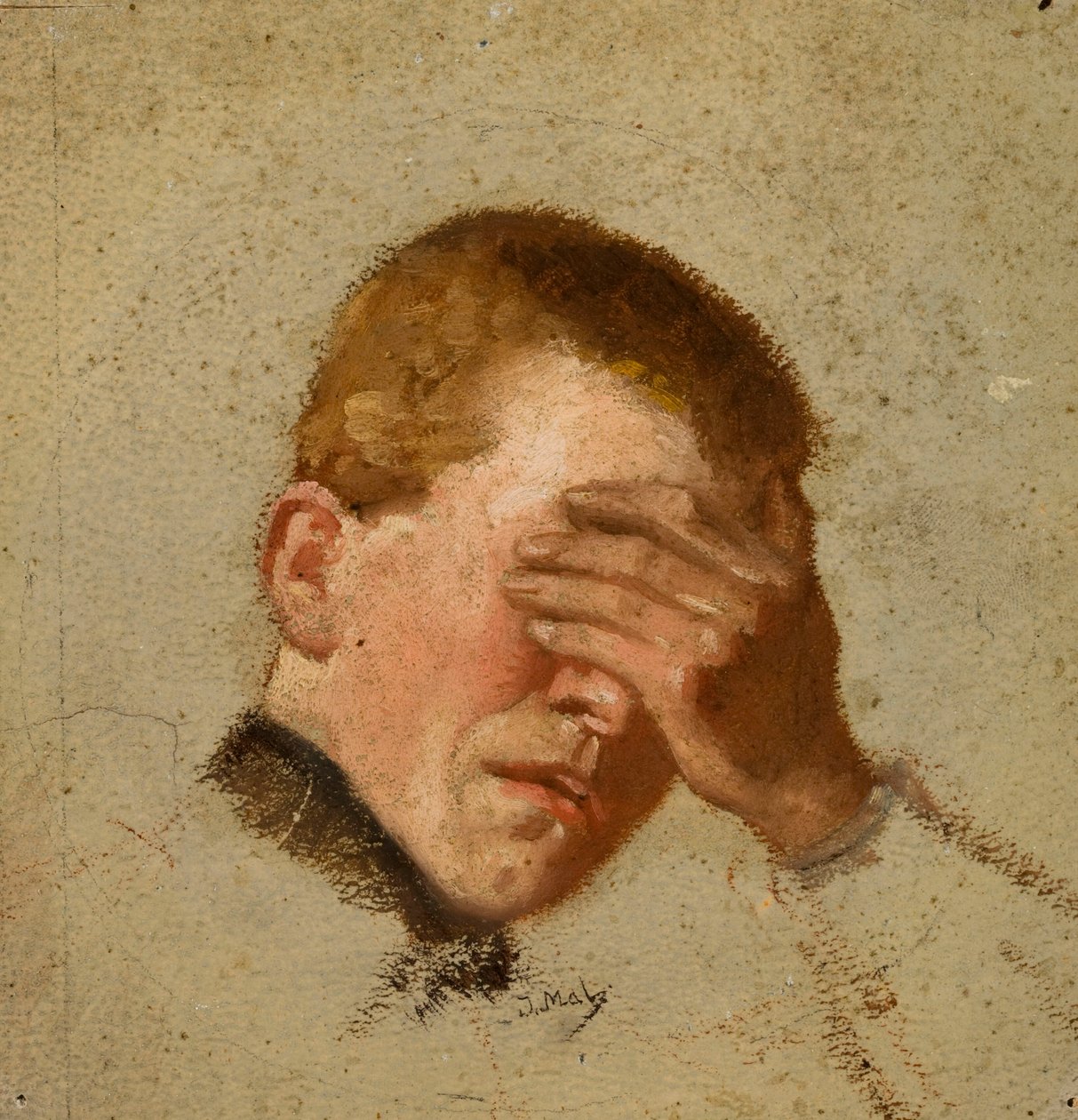 Junge, der seine Augen bedeckt von Jacek Malczewski
