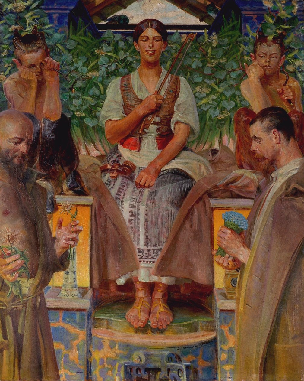 Huldigung an die Kunst und die Muse von Jacek Malczewski