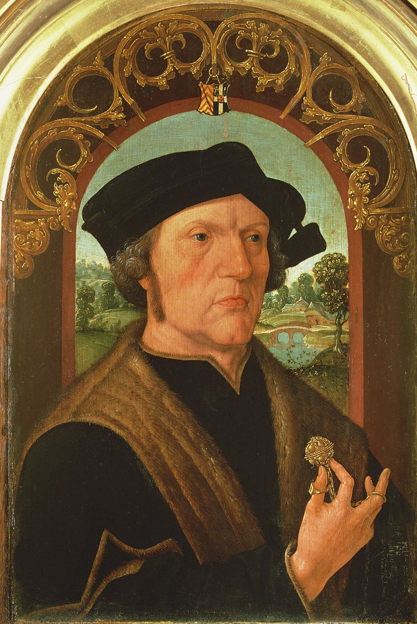 Porträt eines Mannes vor einem Fenster von Jacob Cornelisz