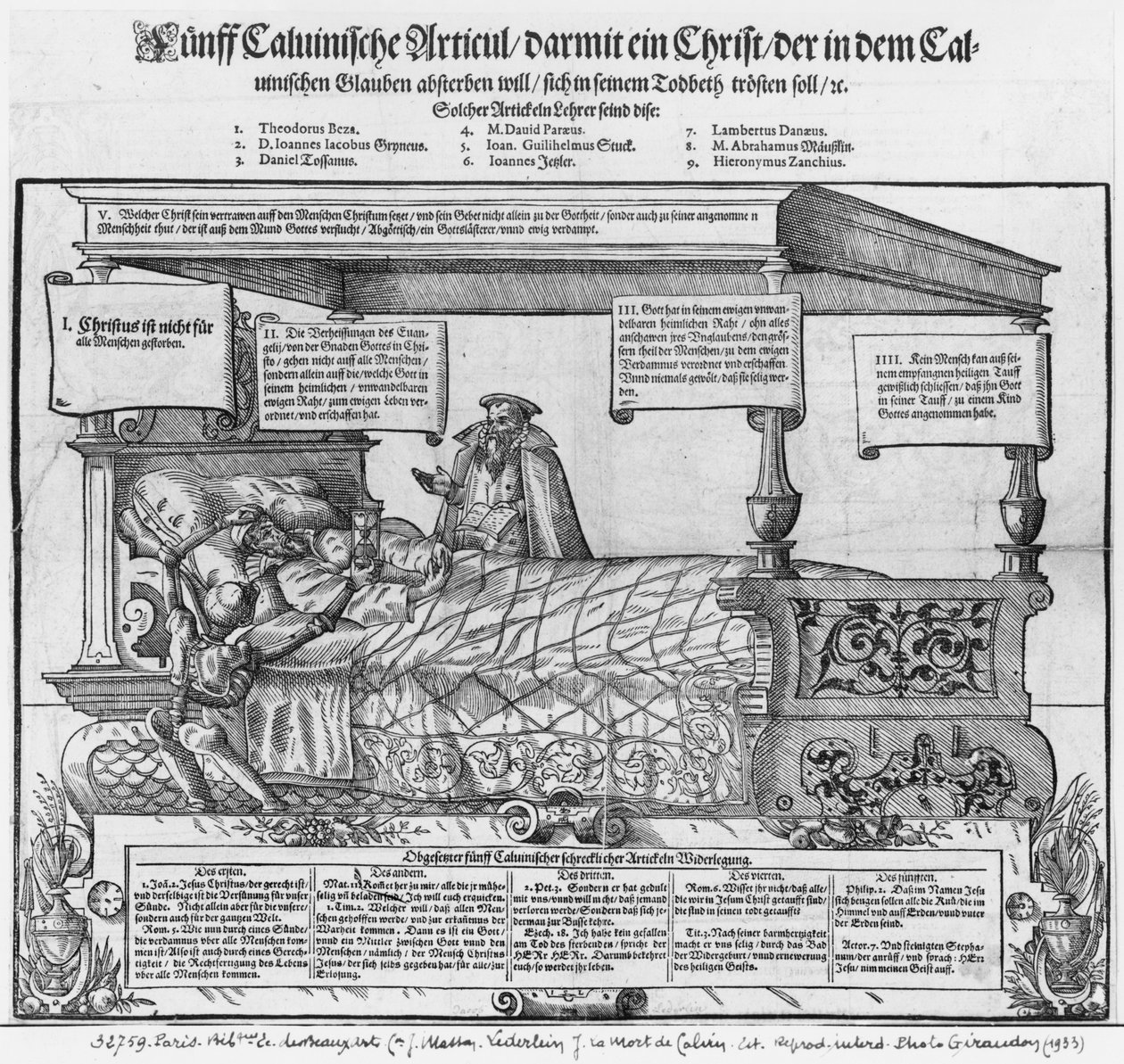 Johannes Calvin auf seinem Sterbebett von Jacob Lederlein