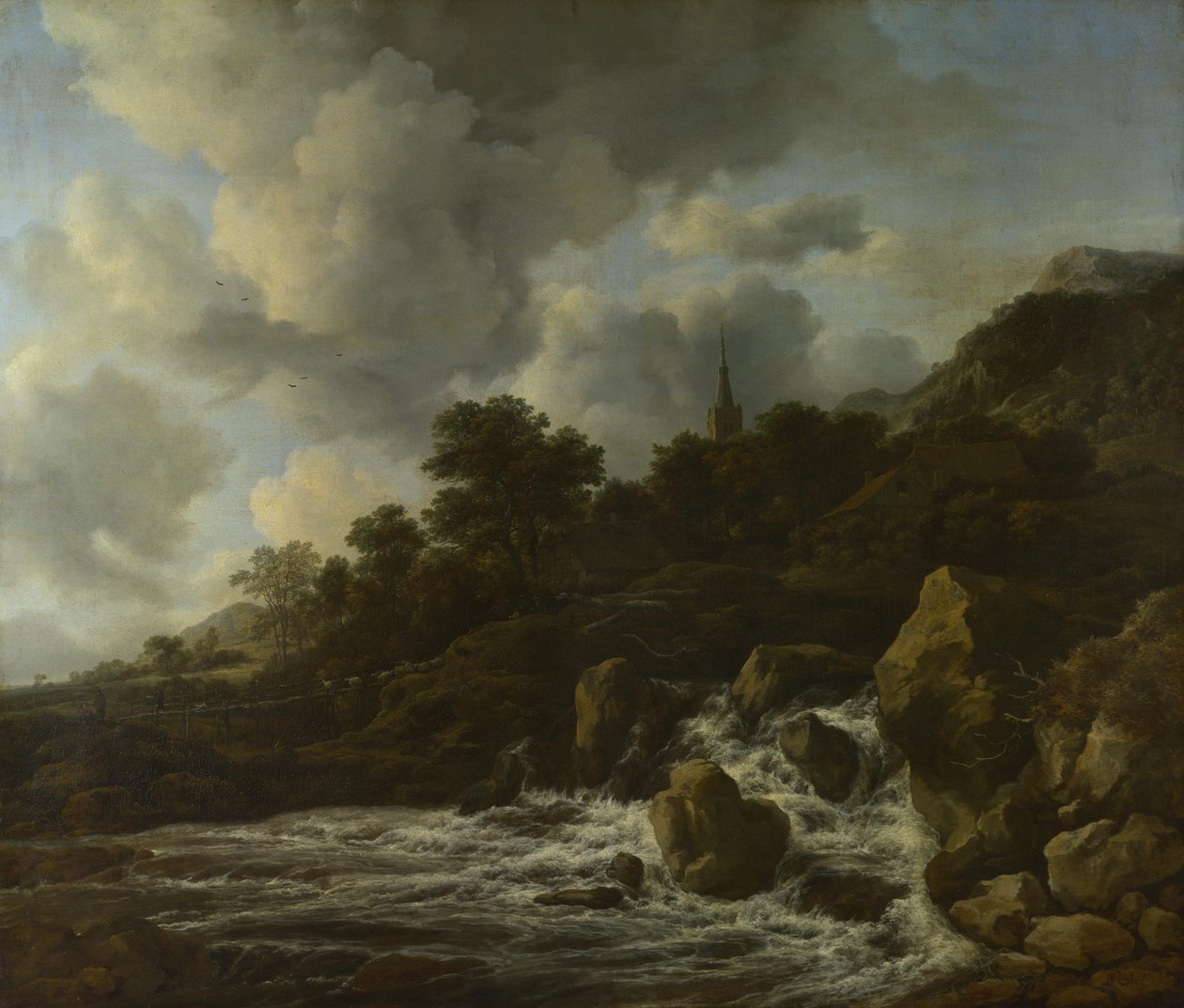 Wasserfall in der Nähe eines Dorfes, ca. 1665-70 von Jacob van Ruisdael
