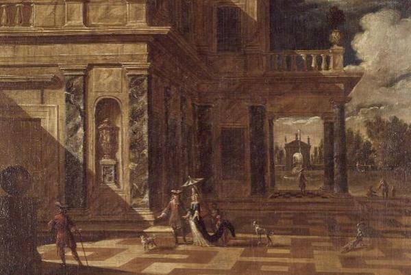 Architektonische Capricci mit eleganten Figuren von Jacob Balthasar Peeters
