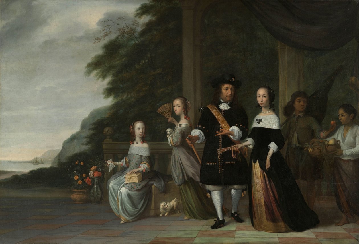 Pieter Cnoll, Cornelia van Nijenrode, ihre Töchter und zwei versklavte Diener von Jacob Coeman