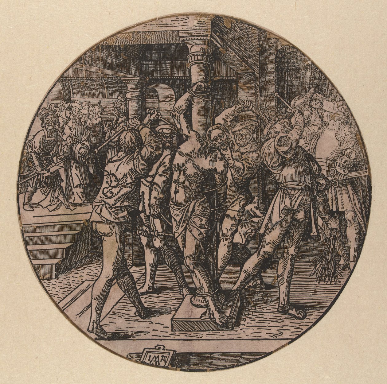 Geißelung Christi (Die Runde Passion) von Jacob Cornelisz van Oostsanen