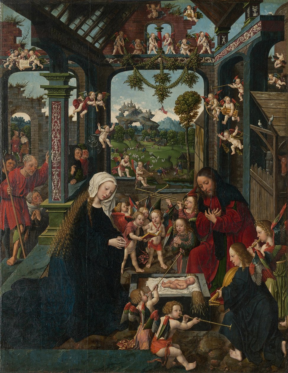 Die Anbetung des Christkindes, um 1515 von Jacob Cornelisz. van Oostsanen