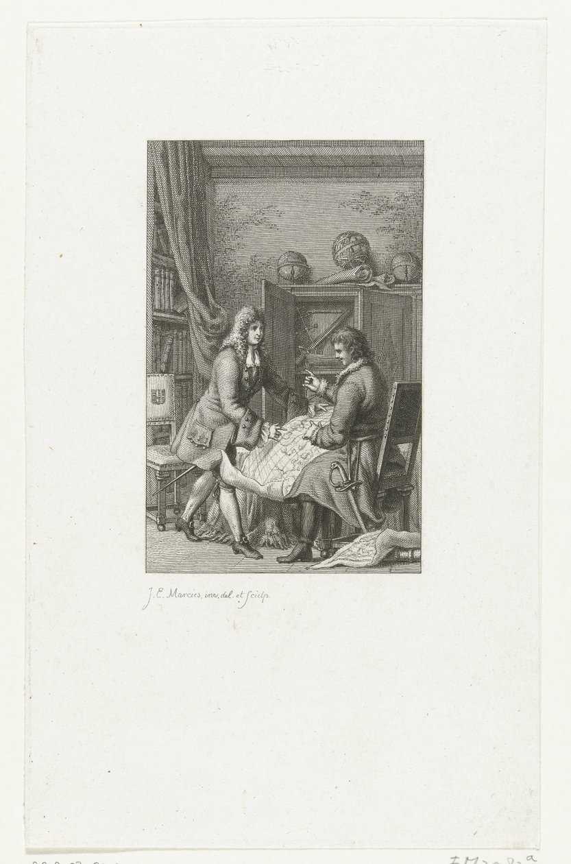 Zar Peter der Große und Bürgermeister Nicolaes Witsen studieren eine Karte von Jacob Ernst Marcus