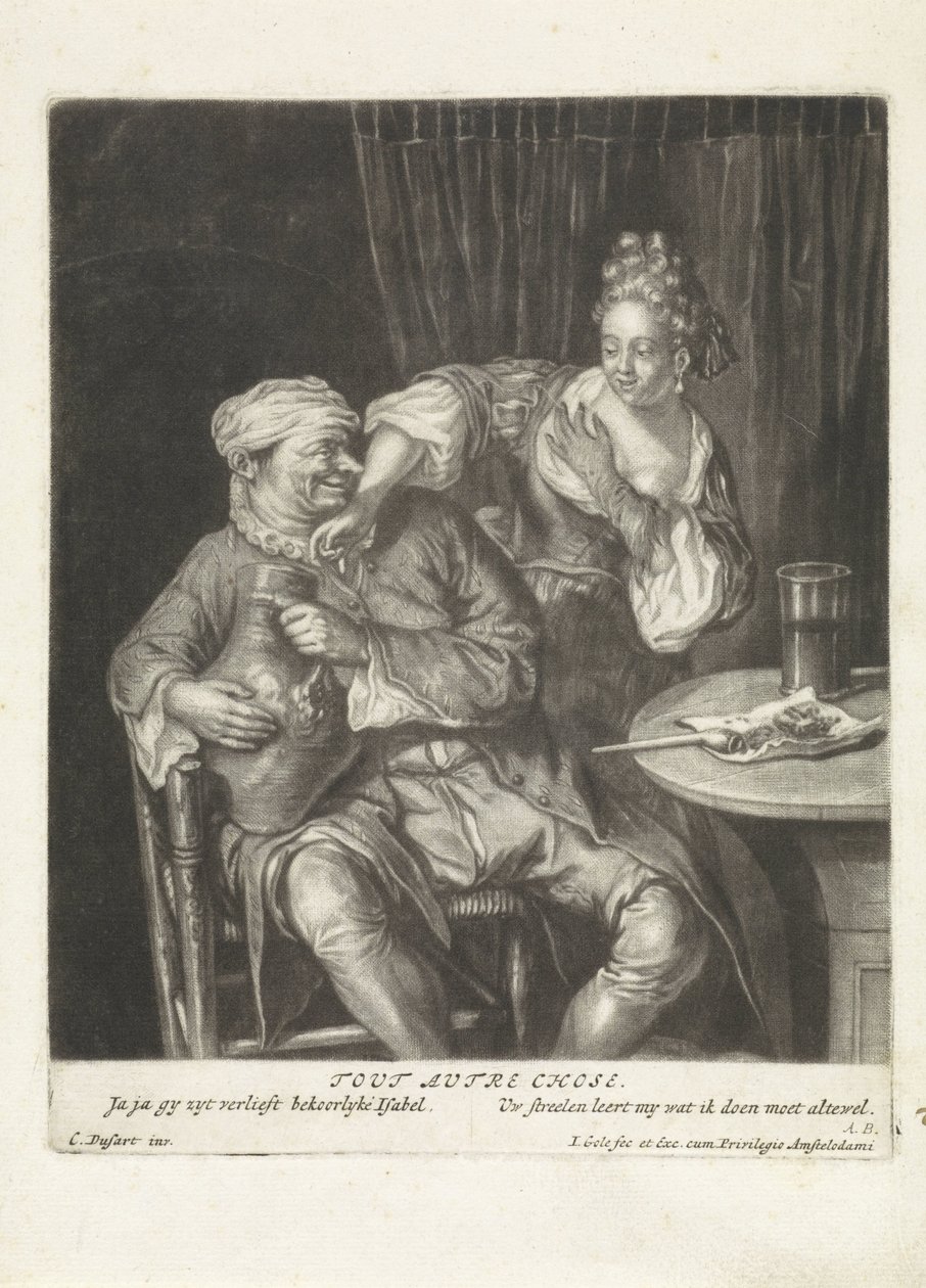 Frau und Mann mit einem Weinkrug von Jacob Gole