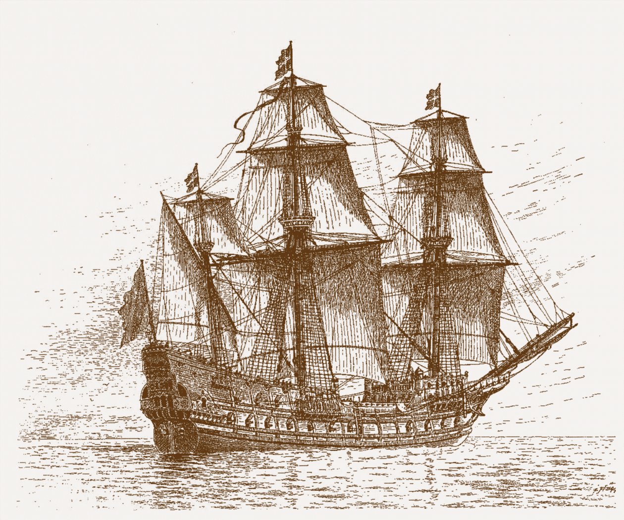 Schwedisches Flaggschiff Mars Makalös vor der Schlacht von Gotland-Öland, 30.-31. Mai 1564, um 1908 von Jacob Hagg
